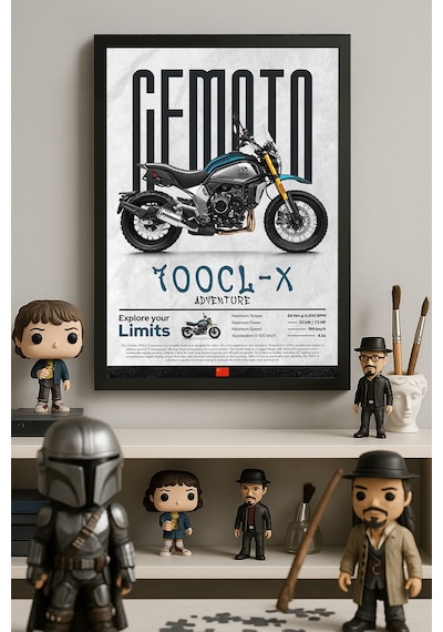 Cfmoto 700 Cl-x Adventure Siyah Ahşap Çerçeveli Poster, Dekoratif Motosiklet Duvar Tablosu