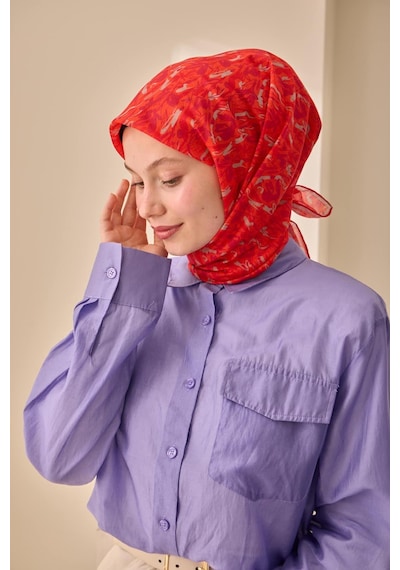 Silk Home Soft Eşarp 73091-32 Turuncu, Mürdüm, Vizon