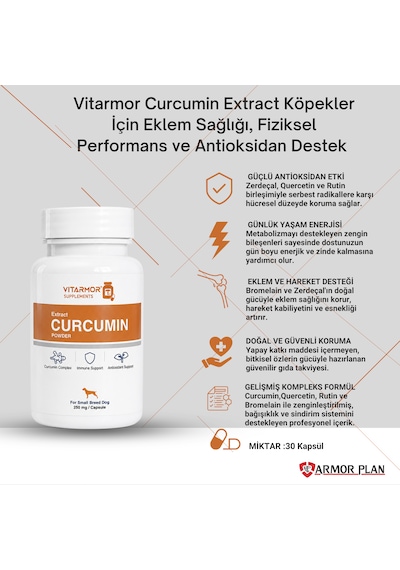 Vitarmor Curcumin Complex Small Breed Küçük Irk Köpek Eklem & Antioksidan Desteği 30 Kapsül