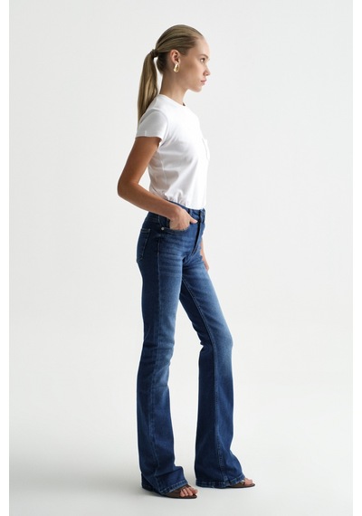 Açelyaokcu High Waist Flare Leg Full Length Stretch Jean Lacivert