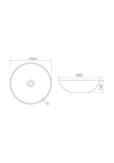 Turkuaz Seramik Zero Daire Çanak Lavabo 46CM Hariç