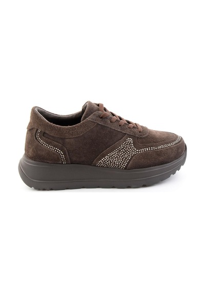 Bambi Kahve Süet Hakiki Deri Kadın Sneaker K01753051402