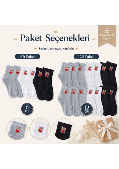 Çorap Giyim Kadın Ayıcık Desenli Kısa Konç Çorap 3 Lü Paket, %80 Pamuklu Dikişsiz Burun, Nefes Alan Yumuşak Bilek Çorabı, Siyah Beyaz Gri Çok Renkli Çorap Giyim Kadın Ayıcık Desenli Kısa Konç Çorap 3 Lü Paket, %80 Pamuklu Dikişsiz Burun, Nefes Alan Yumuşak Bilek Çorabı, Siyah Beyaz Gri Çok Renkli