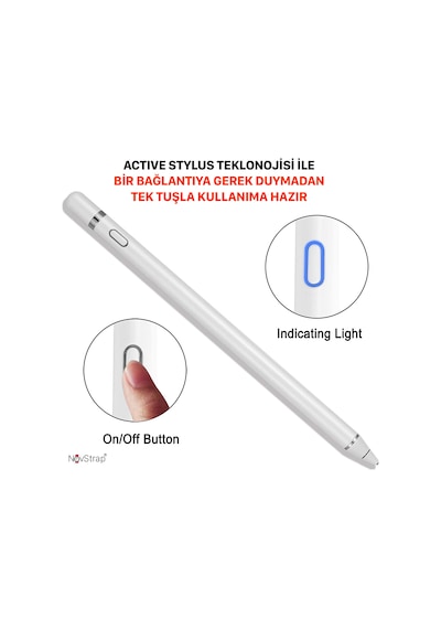 NovStrap Samsung Galaxy Tab A7 T500 / T505 / T507 Uyumlu Active Stylus Dokunmatik Kalem Pencil