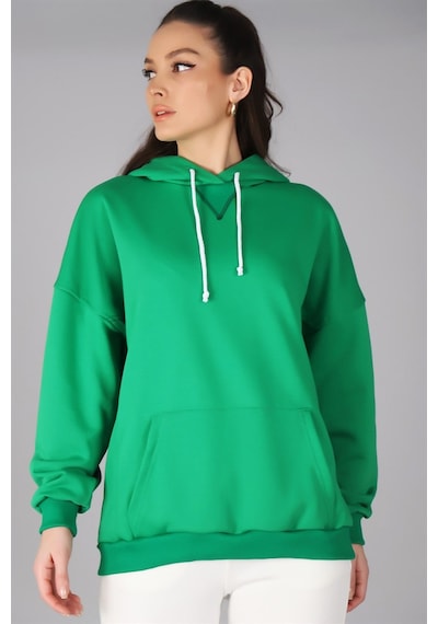 Sweetness Kadın Yeşil Kapüşonlu Sweatshirt Yeşil