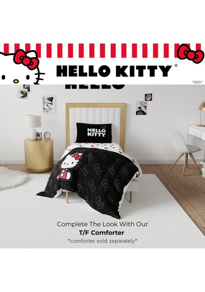 Hello Kitty Bedding Süper Yumuşak Mikrofiber 3 Parça İkiz Çarşaf Seti, Resmi Lisanslı Ürün Çok Renkli