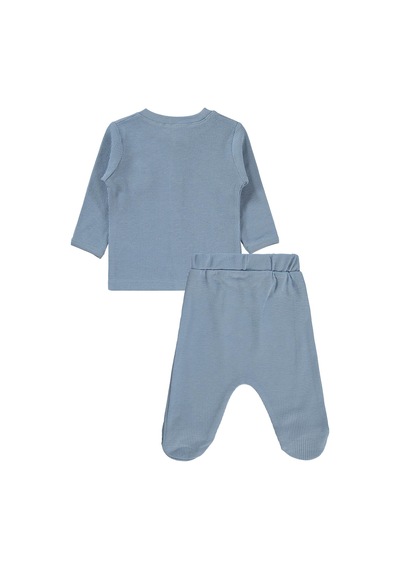 Civil Baby Hilal Baskılı 1-9 Ay Pijama Takımı - Mavi Buz Mavi