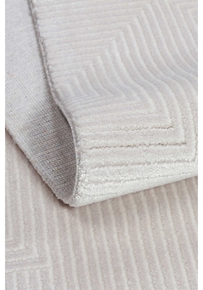 Geometrik Abstract Desenli Prato İpeksi Lüks Viskon Halı Pr03 Gri Krem-gri