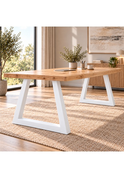 Evkolleksiyon Ters Trapez Metal Masa Ayağı 2 Li Takım 72x72 Cm 60x60 Çelik Profil Beyaz