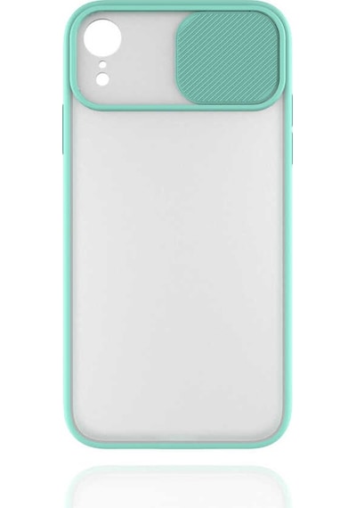 Kilifone - Apple Uyumlu iPhone Xr 6.1 - Kılıf Slayt Sürgülü Arkası Buzlu Lensi Kapak - Turkuaz