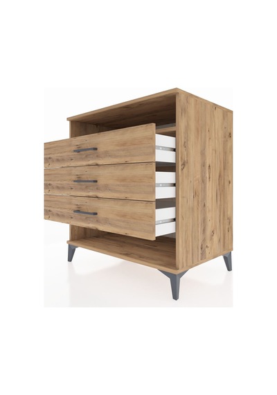 Kronos Şifonyer Tek Raflı 3 Çekmeceli 88x59x96 Çam-çam Çam
