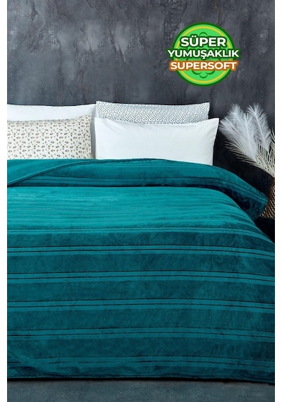 Evlen Home Mayer Supersoft Yumuşak Çift Kişilik Battaniye 180x230 Cm Mint Mint