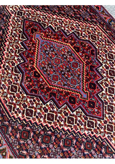 El Dokuma İran Halısı 73x103 Bordo Mavi Kök Boya Halı Bordo