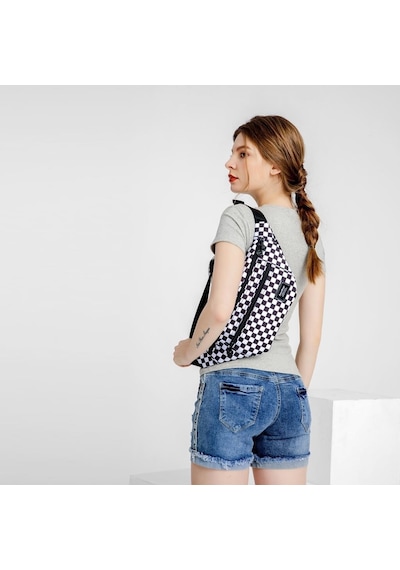 Dama Desenli Unisex Bodybag Çanta Smart Bags 3087 Beyaz
