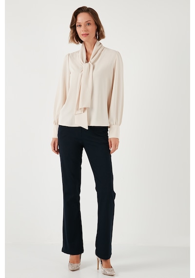 Lela Yüksek Bel Regular Fit Bol Paça Bayan Pantolon 611Pl030W4 Lacivert