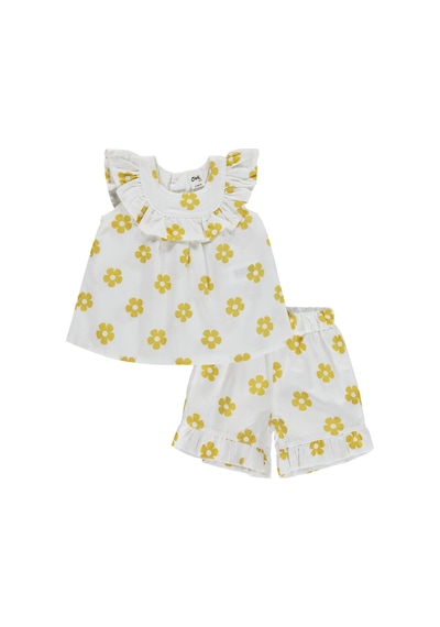 Civil Baby Çiçek Empirme Fırfırlı 6-18 Ay Takım - Hardal Soft Hardal