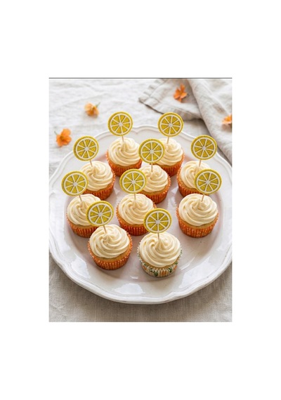 Limon Sarı Simli Cupcake Kürdanı Doğum Günü Parti Ve Pasta Süsü 10 Lu 5cm