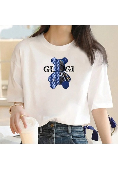 Flood Of Style Kadın Beyaz Gugi Baskılı Oversize