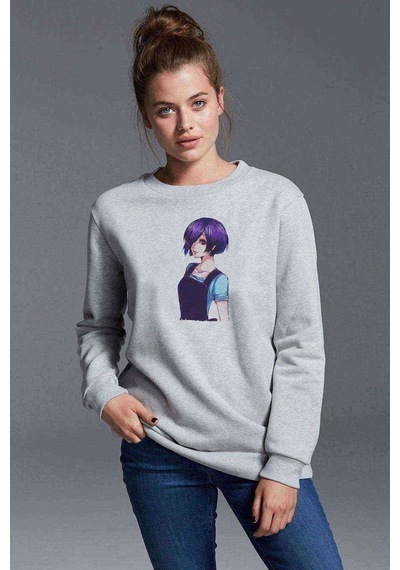 Anime Tokyo Ghoul Anteiku Baskılı Gri Kadın Sweatshirt (534613149)