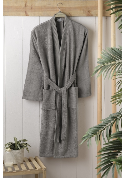 Pierre Cardin Bambu Erkek Bornoz Line Gri