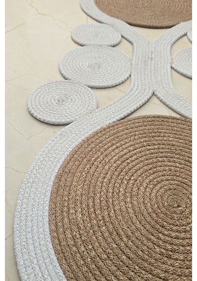 Jüt Hasır Doğal Boho Görünümlü Krem Bej 30x100 Cm Runner Amerikan Servis Masa Dekoru Krem-bej Krem-bej