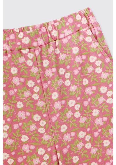 Panço Kız Çocuk Bisiklet Yaka Desenli Pembe Pijama Takımı 2621GK39005