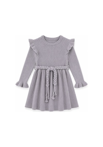 Babyhola %100 Organik Triko Kız Bebek Çocuk Kemerli Elbise 32125 Mor