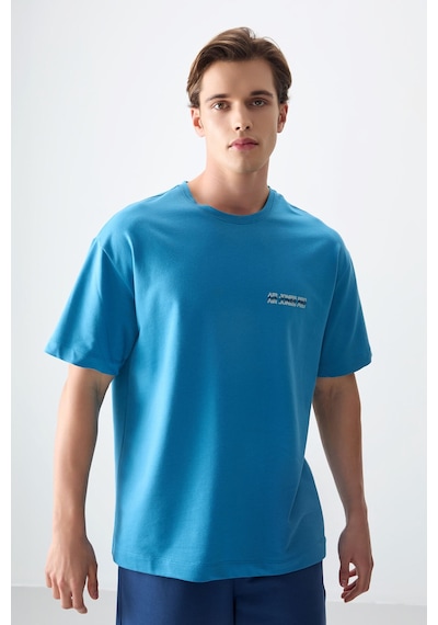 Air Jones Tommy Life Petrol Mavi Pamuklu Kalın Yumuşak Dokulu Oversize Fit Baskılı Erkek T-shirt - 88375 Petrol Mavi Air Jones Tommy Life Petrol Mavi Pamuklu Kalın Yumuşak Dokulu Oversize Fit Baskılı Erkek T-shirt - 88375 Petrol Mavi