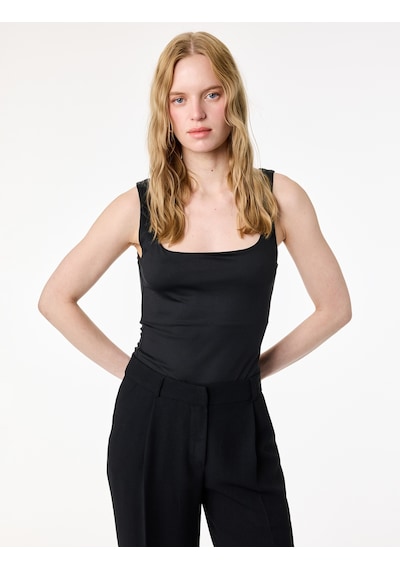 Koton Slim Fit Yuvarlak Yaka Kolsuz Top Siyah 6sak10291ek