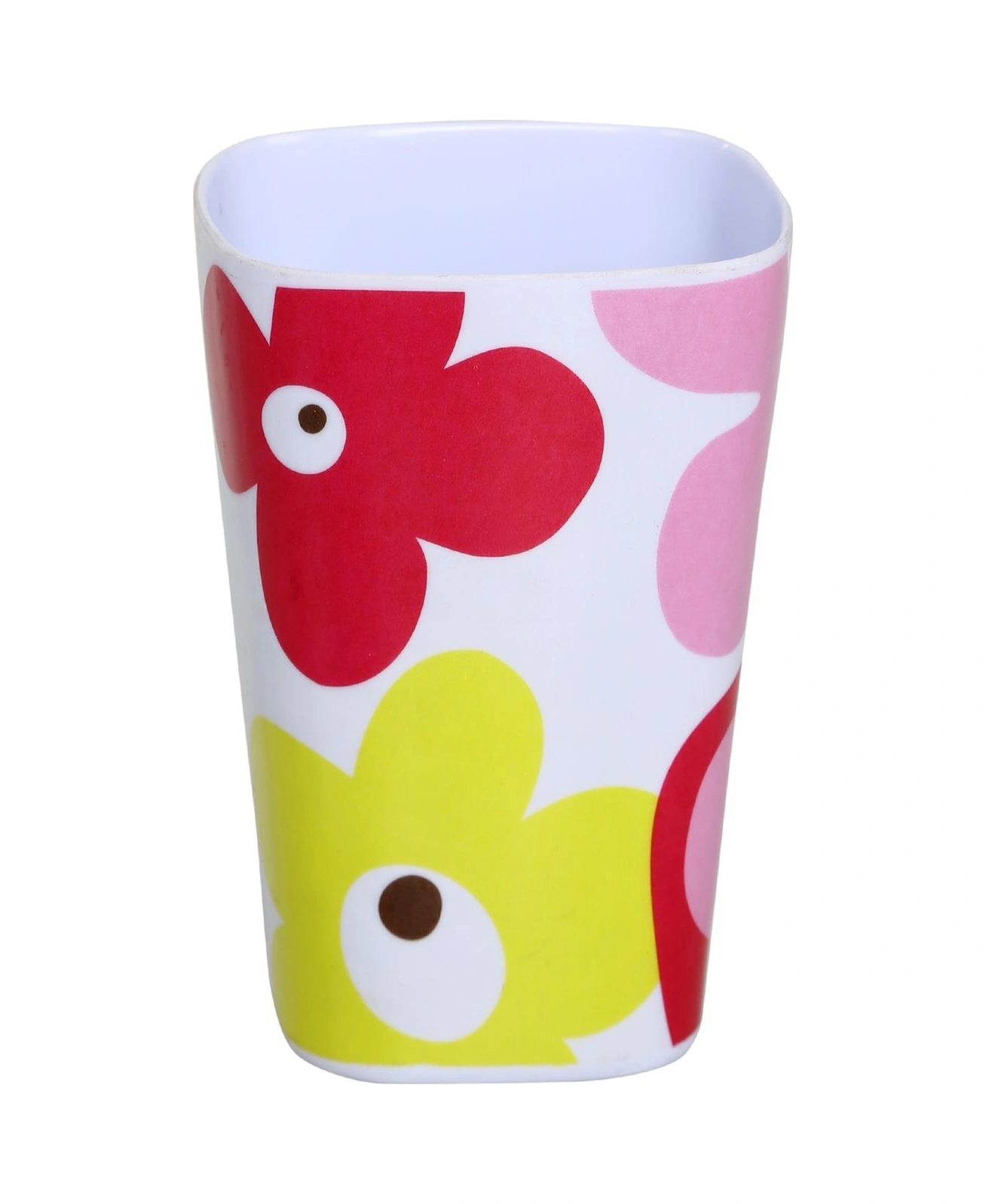 2 Adet Kalemlik Kırmızı Papatya Desenli Ofis Gereci 7x7x11cm 300ml Çok Renkli