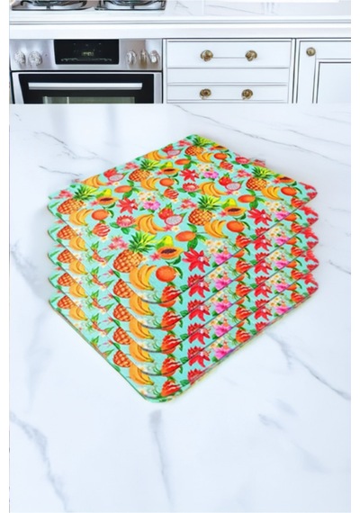 Mikrofiber Meyve Baskılı Bulaşık Altlığı 5'li Set Diğer