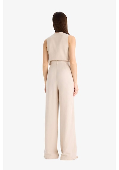 DeFacto Wide Leg Keten Karışımlı Pantolon Normal Bel Geniş Paça Cepli Fermuarlı Standart Boy E6210AX25SPBG286 DeFacto Wide Leg Keten Karışımlı Pantolon Normal Bel Geniş Paça Cepli Fermuarlı Standart Boy E6210AX25SPBG286