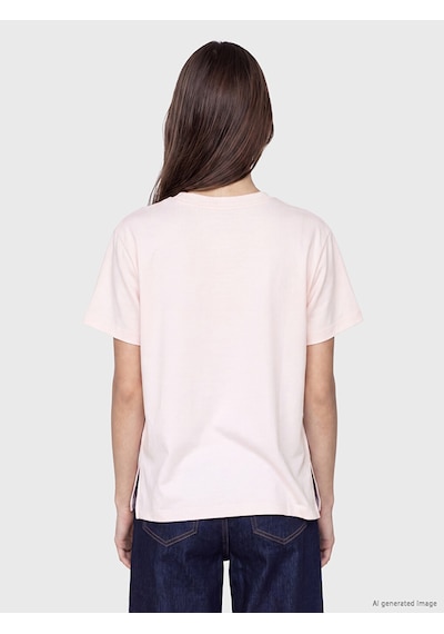 Lcw Modest Pembe Nakışlı Soft Touch Kadın Tişört