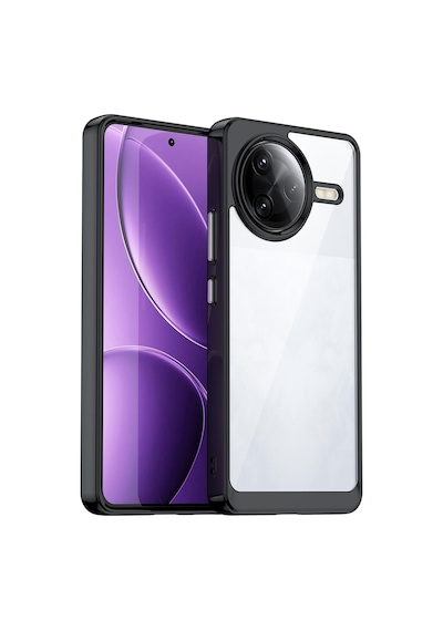 Caseonn Xiaomi Poco F7 Pro Kılıf Kamera Korumalı Darbe Emici Şeffaf Arka Kapak Siyah