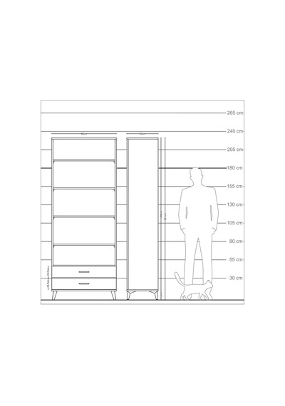 Arges Dolap 5 Raflı 2 Çekmeceli 88x30x221 Antrasit-antrasit Antrasit