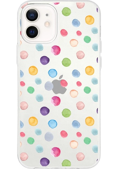 Apple Uyumlu iPhone 12 Mini İle 1mm Slim Fit Water Color 6 Baskılı Şeffaf Kılıf
