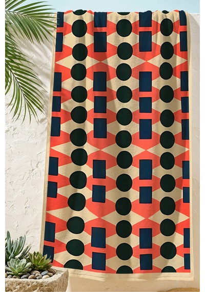 Geometrik Modern Desenli Plaj Havlusu-retro Coral Lacivert Minimalist Hızlı Kuruyan Mikrofiber Havlu Yumuşak İncisi Geometrik Modern Desenli Plaj Havlusu-retro Coral Lacivert Minimalist Hızlı Kuruyan Mikrofiber Havlu Yumuşak İncisi