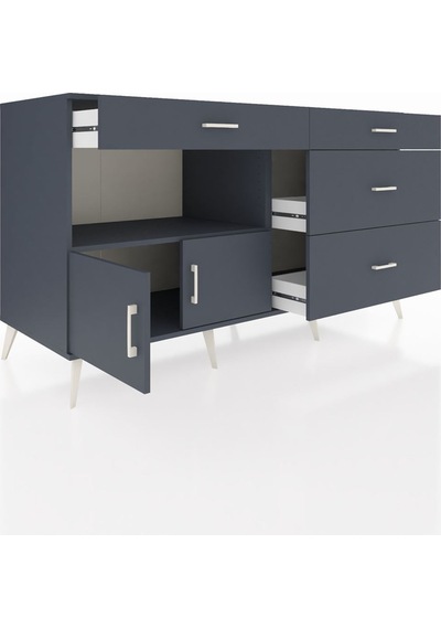 Kronos Konsol Tek Raflı 4 Çekmeceli 2 Kapaklı 176x59x99 Antrasit- Antrasit-antrasit Kronos Konsol Tek Raflı 4 Çekmeceli 2 Kapaklı 176x59x99 Antrasit- Antrasit-antrasit