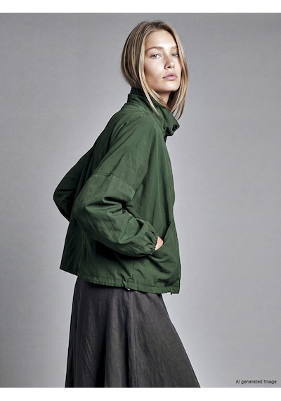 Lcw Vision Yeşil Dik Yaka Oversize Kadın Mont
