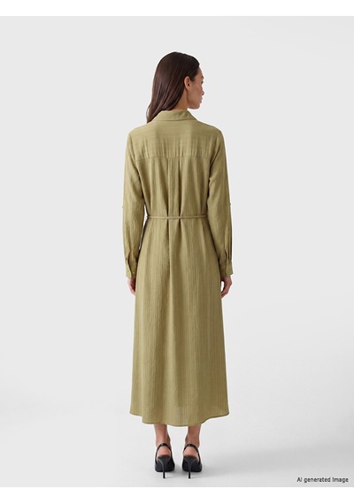 Lcw Everyday Yeşil Oversize Gofre Kadın Gömlek Tunik