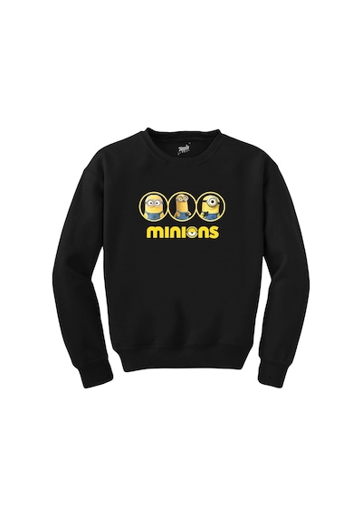 Minions Triple Character Siyah Sweatshirt Siyah