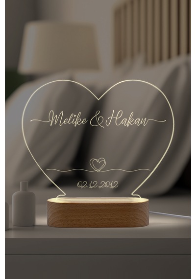 Çiftler İçin Çift Kalp Sembollü Led Gece Lambası Masif Ahşap Tabanlı Usb Kablolu Pleksi Led Gece Lambası Çiftler İçin Çift Kalp Sembollü Led Gece Lambası Masif Ahşap Tabanlı Usb Kablolu Pleksi Led Gece Lambası