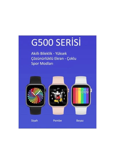 G500 Serisi Akıllı Saat - Ateş Ölçer Özellikli - Uzun Şarj Süresi - Üstün Teknoloji 40-42mm - Pembe