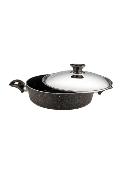 26 Cm Granit Karnıyarık & Pilav Tenceresi Çelik Kapak - Siyah Siyah