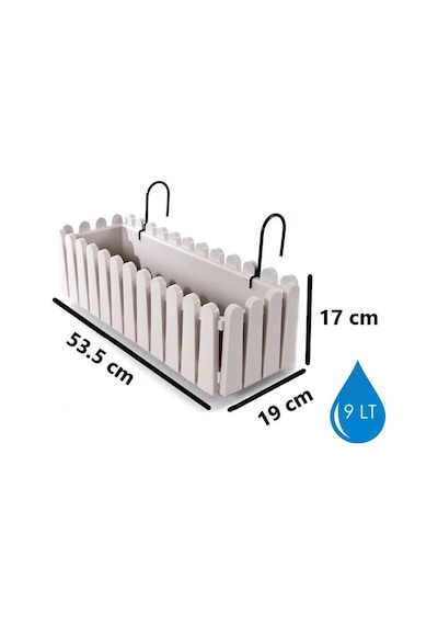 Omnipazar So-ib02 Askılı Balkon Saksı Takımı 9 Lt Kirli Beyaz 6 Adet