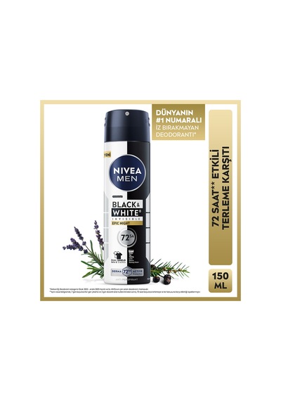 Nivea Men Erkek Sprey Deodorant Black&white Epic Night 150 Ml