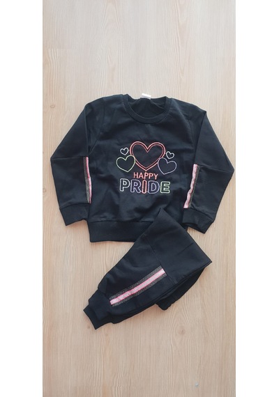 Ciks Junior Happy Pride Nakışlı Kız Çocuk Siyah/pembe Şeritli Renk 2 Parça Takım 3381641