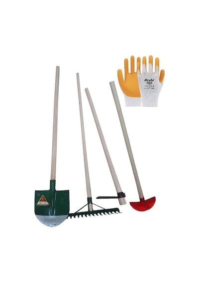 Bahçe Set 9 Parça Kürek+destekli Tırmık+üçgen Çapa+ayçapa+eldiven