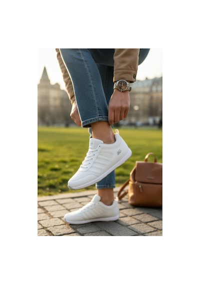 Enoch Erkek/unisex Beyaz Yürüyüş Ve Fitness Ayakkabısı - Hafif Taban Spor Sneaker Beyaz