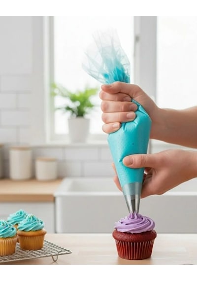 Mucit Home 100 Adet Büyük Boy Kullan At Pasta Krema Sıkma Torbası-100 Adet Krema Sıkma Torbası Şeffaf